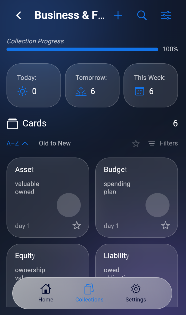 Repetit collection detail screen